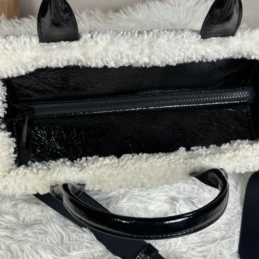 Marc Jacobs Crinkled Leather Faux Shearling Medium The Tote Bag